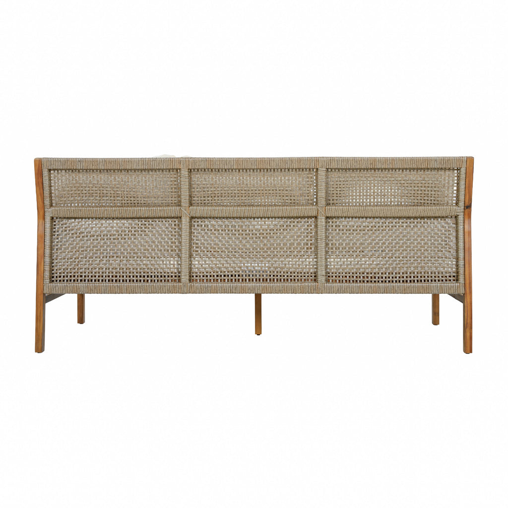 4 Piece Acacia Wood Patio Sectional Sofa Set with Coffee Table