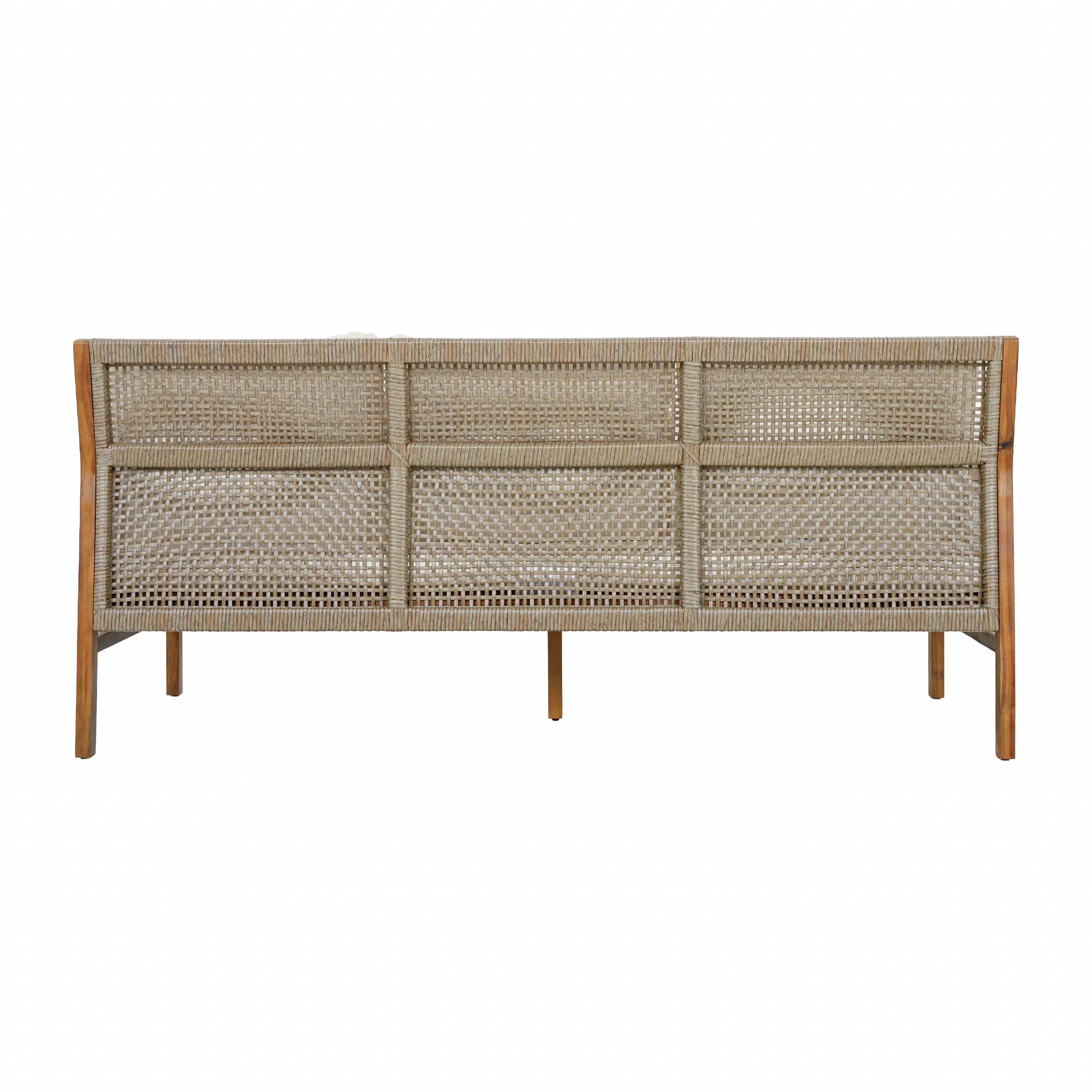 4 Piece Acacia Wood Patio Sectional Sofa Set with Coffee Table