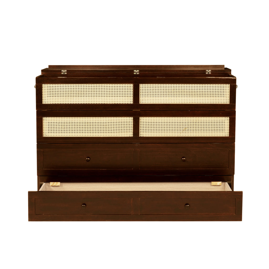 Queen Size Pine Wood Murphy Bed with Storage Drawer