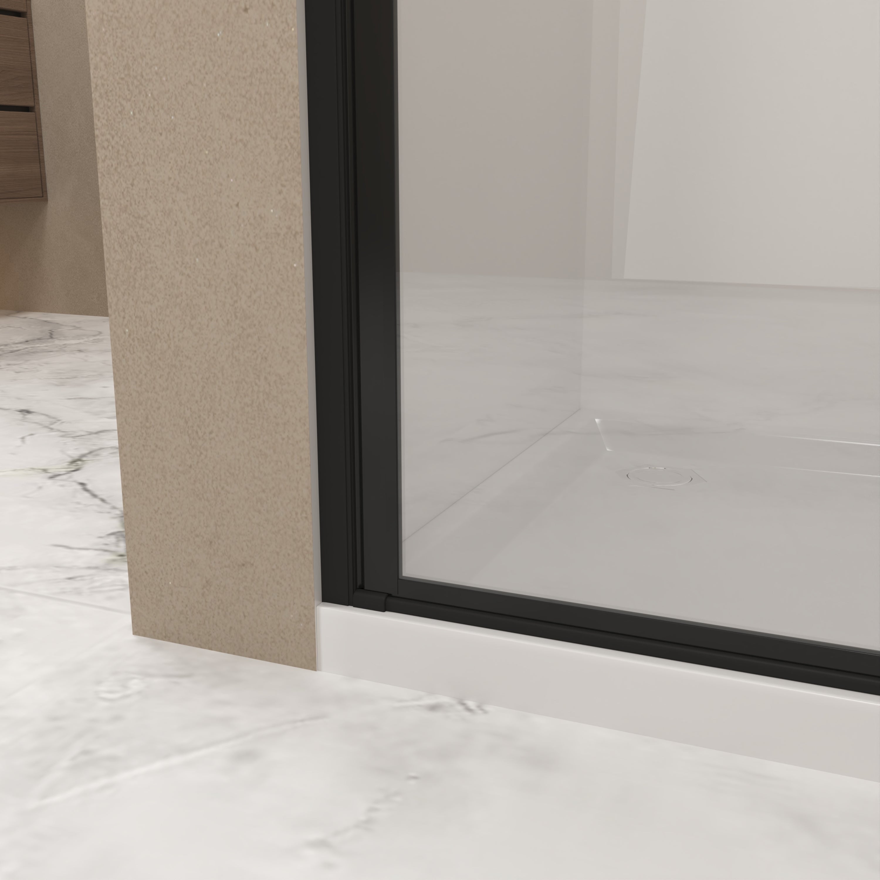 Bifold Shower Door 29-28" x 72" 6mm Tempered Glass Matte Black