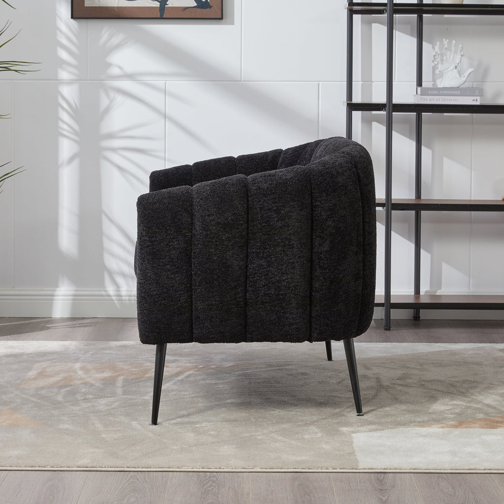 50" Upholstered Chenille Mini Loveseat, Channel Tufted 2-Seater