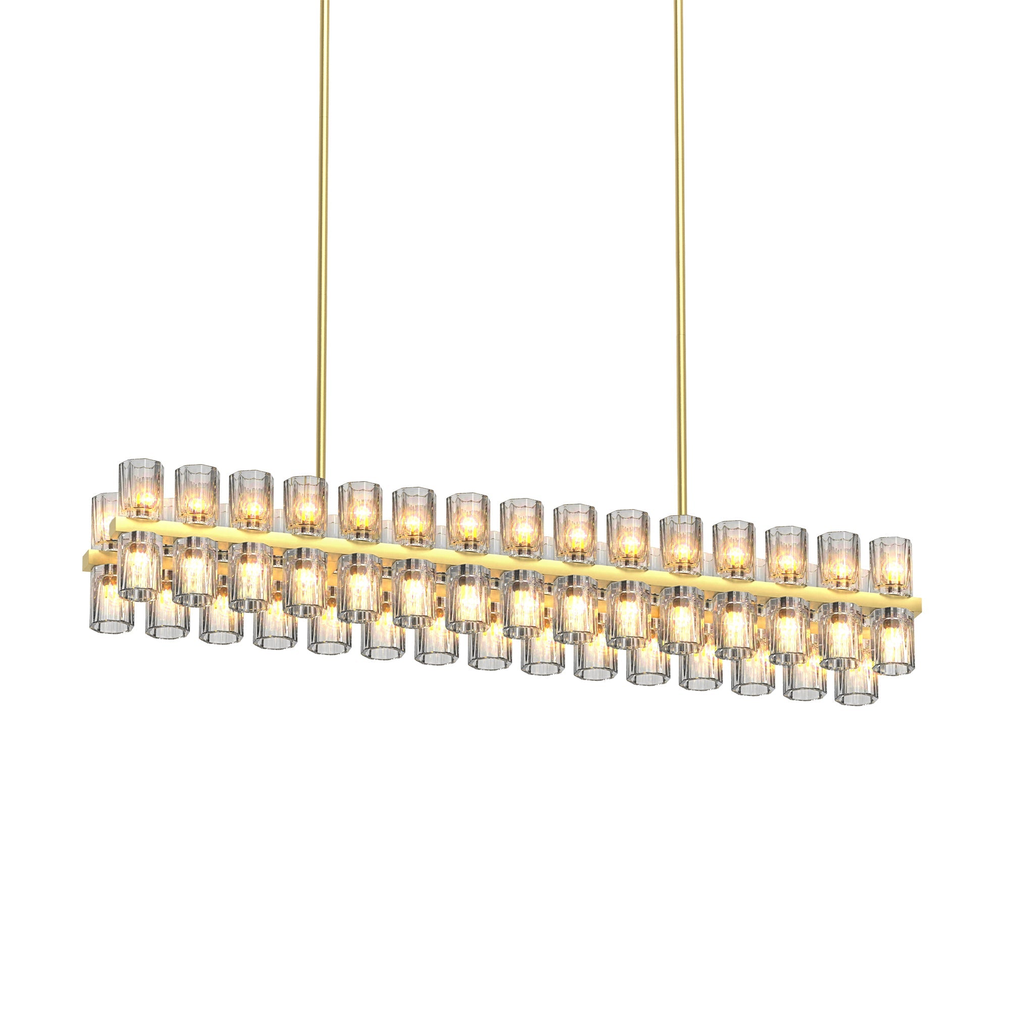 Chandelier Crystal Brass Rectangle Gold 54 In Kitchen Island 60 G4 Bulbs