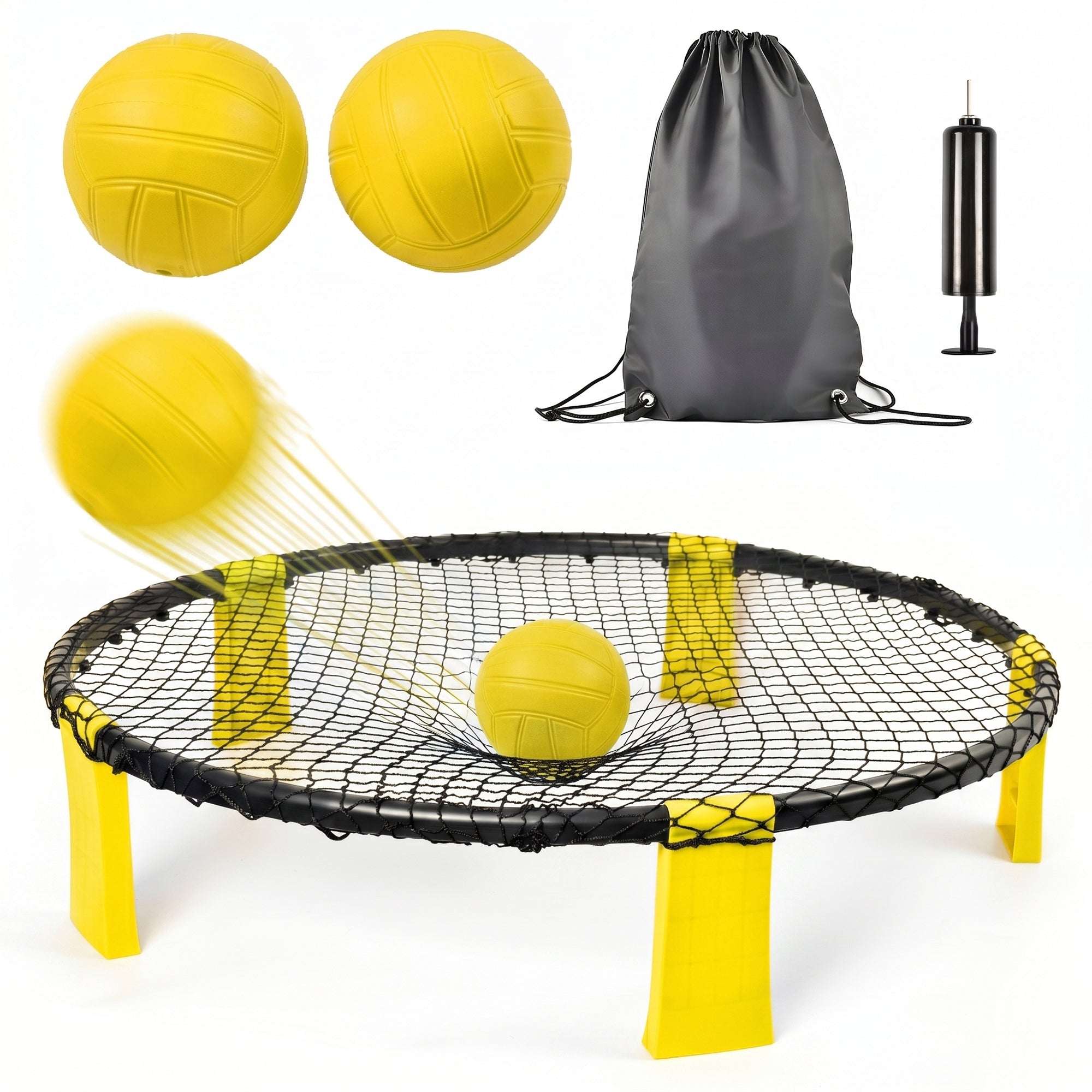 Outdoor Roundnet Game Set with 2 Balls & Carry Bag