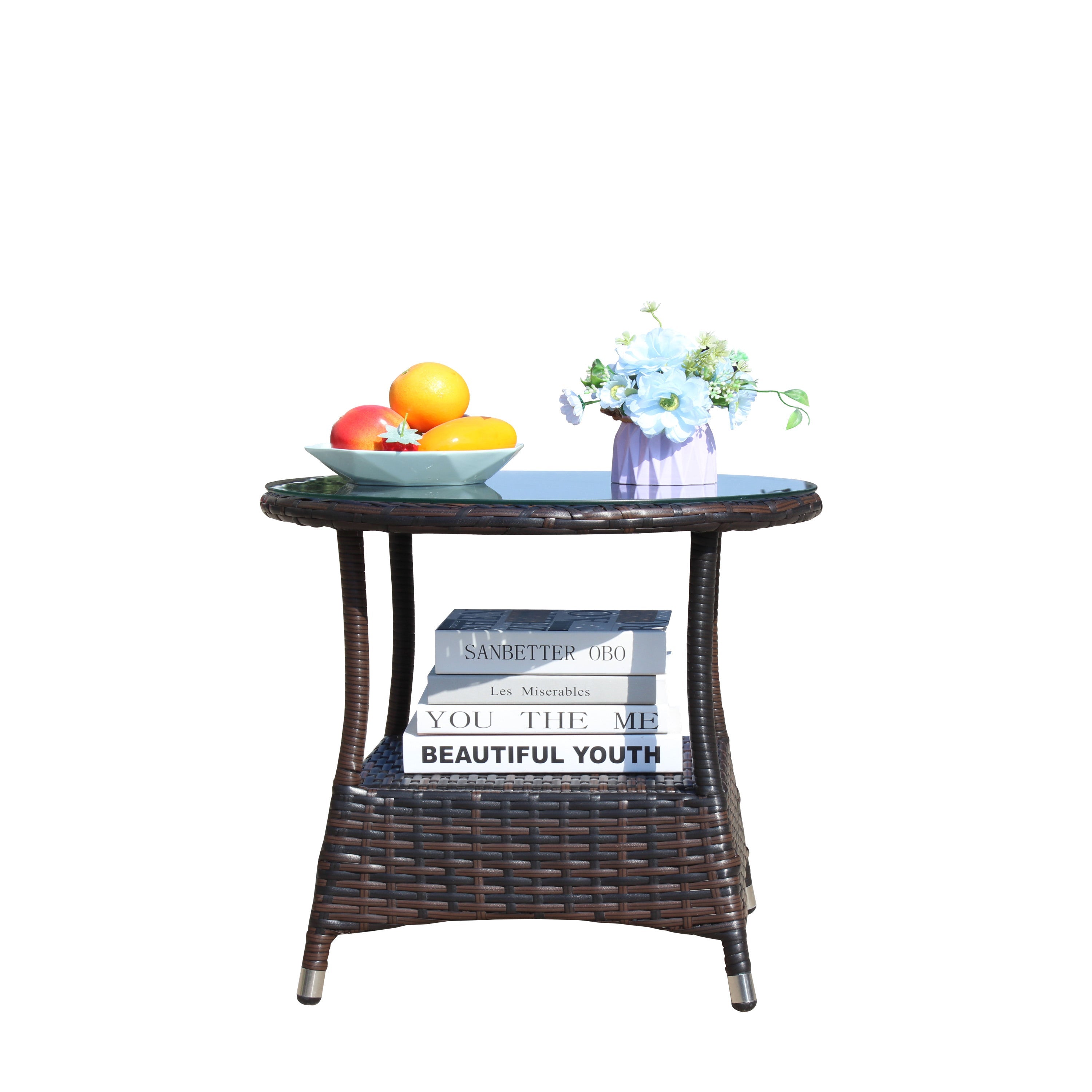 Round Tempered Glass Outdoor Coffee Table