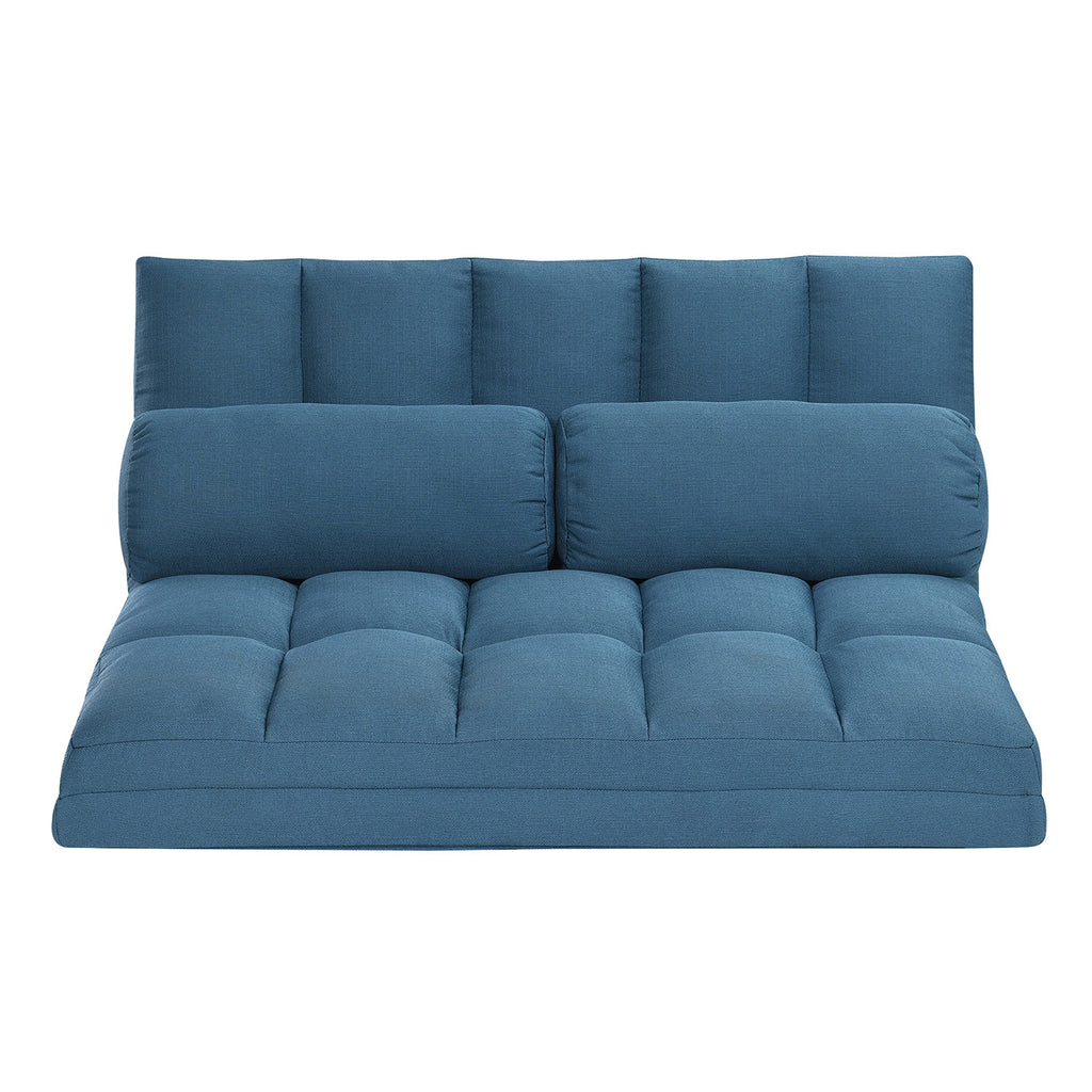 3-Fold Blue Sofa Bed with High-Density Foam & 2 Pillows