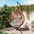 Rattan Hanging Egg Chair with Stand and Cushion