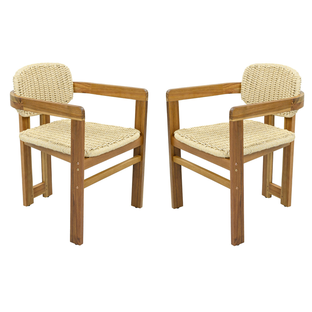 Outdoor Woven Rattan Accent Chairs Set - 2 Person Patio Seating