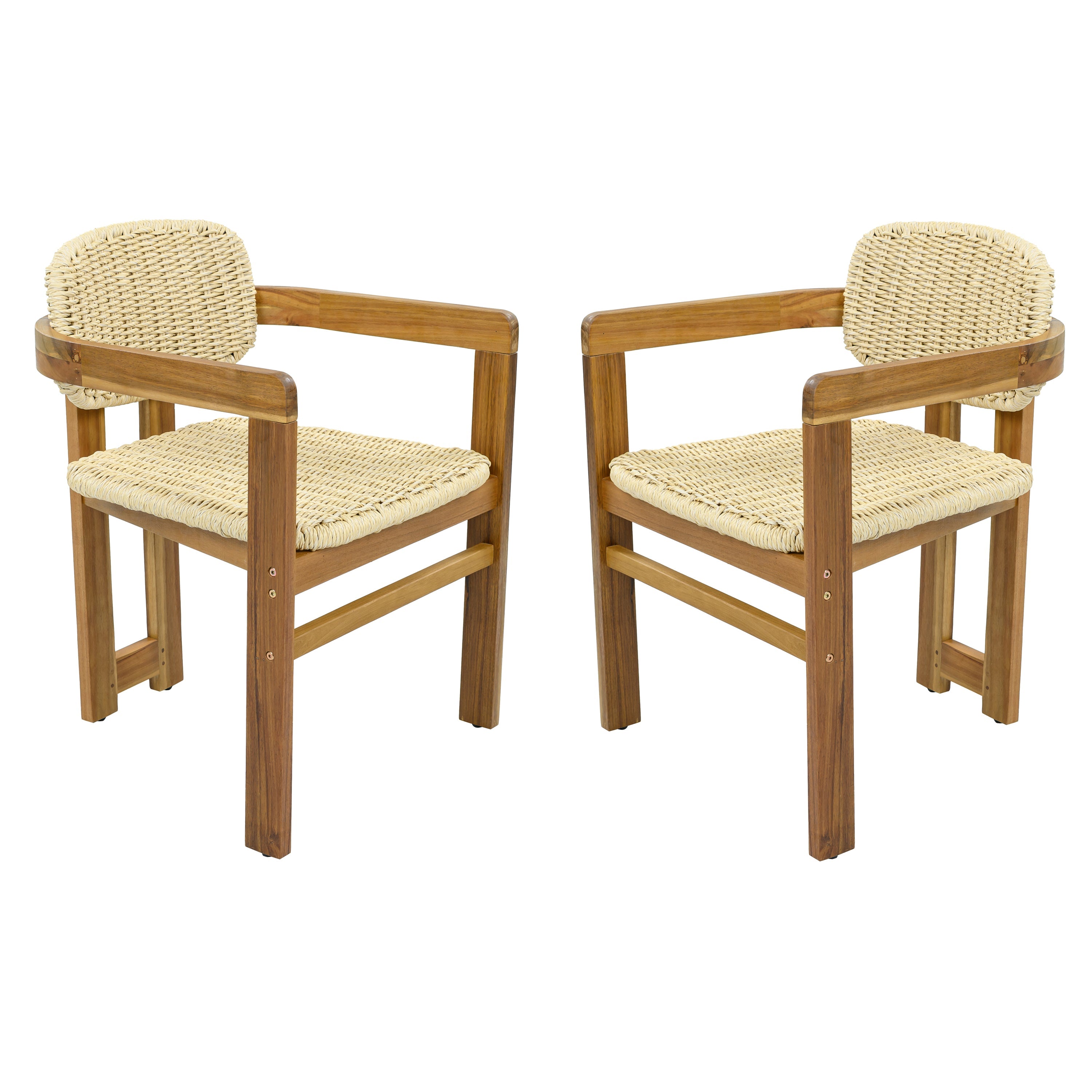 Outdoor Woven Rattan Accent Chairs Set - 2 Person Patio Seating