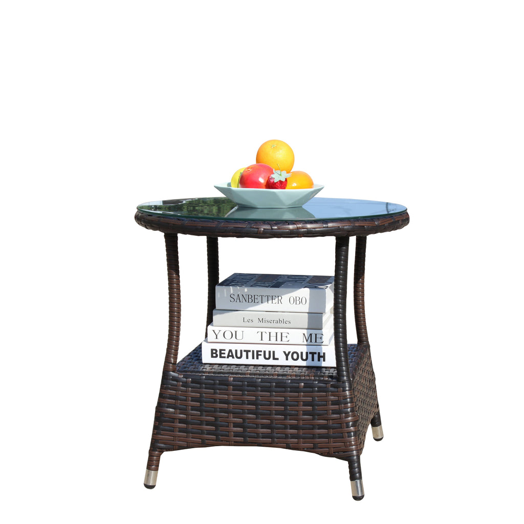 Round Tempered Glass Outdoor Coffee Table