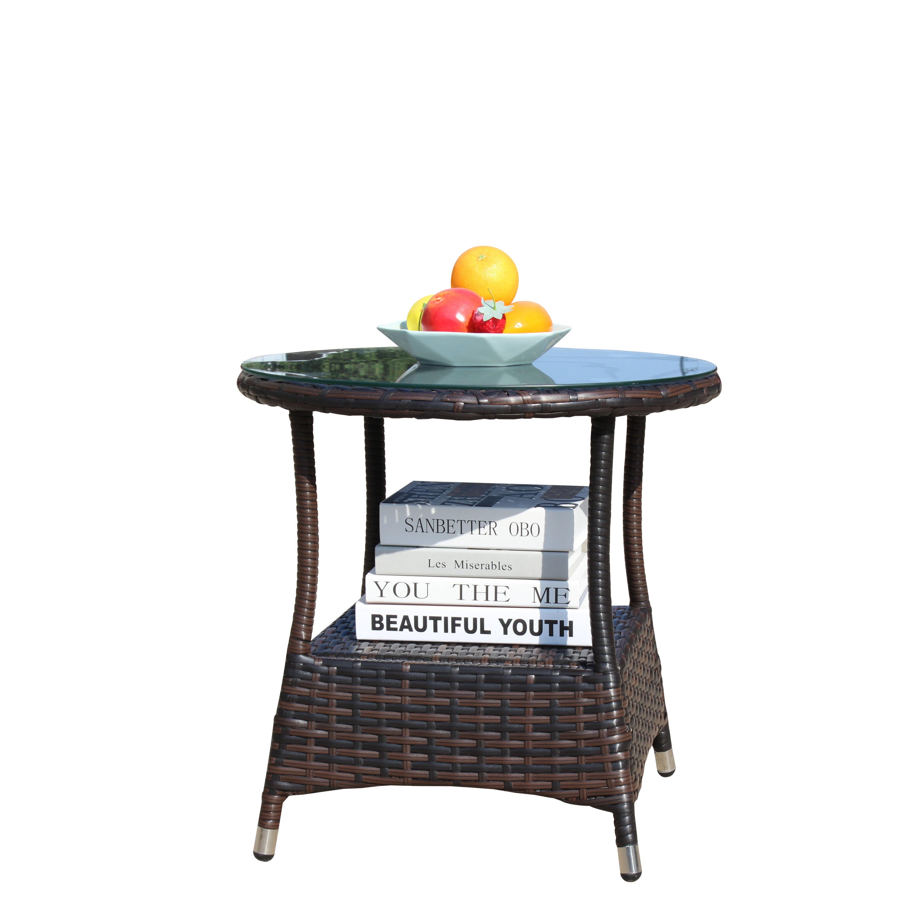 Round Tempered Glass Outdoor Coffee Table