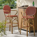 Outdoor Wicker Aluminum Barstool Set of 2, 29.5", Red