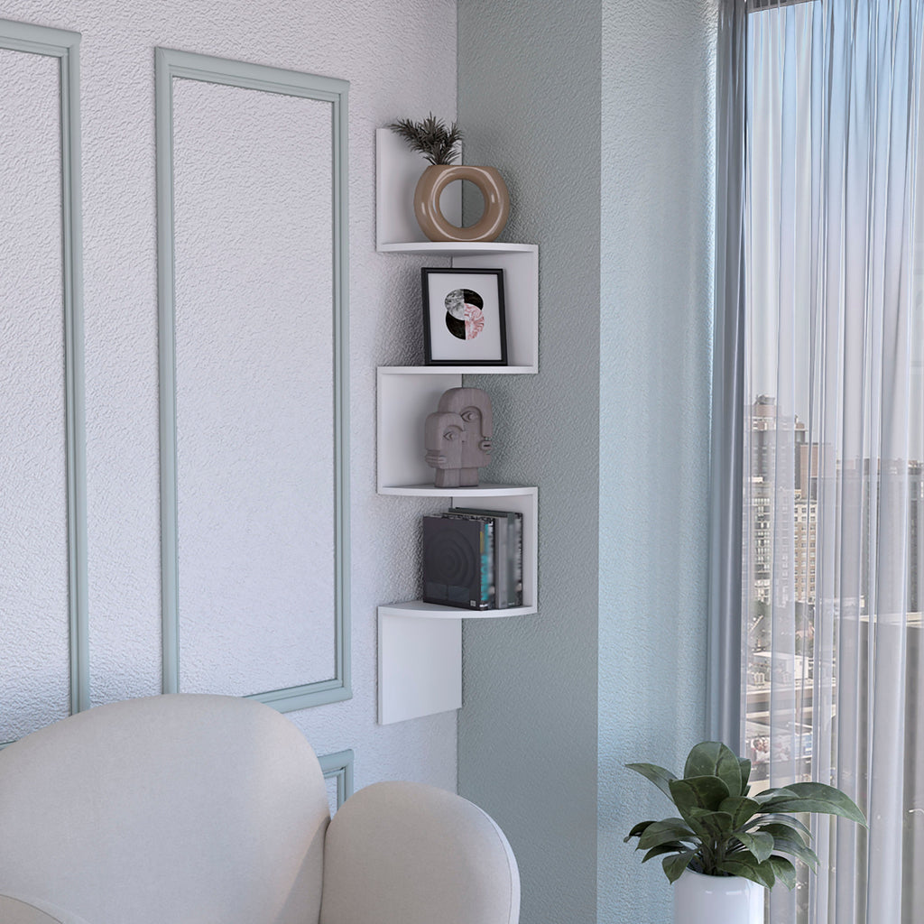 Modern Corner Shelf Full-Wall Design Multiple Shelving