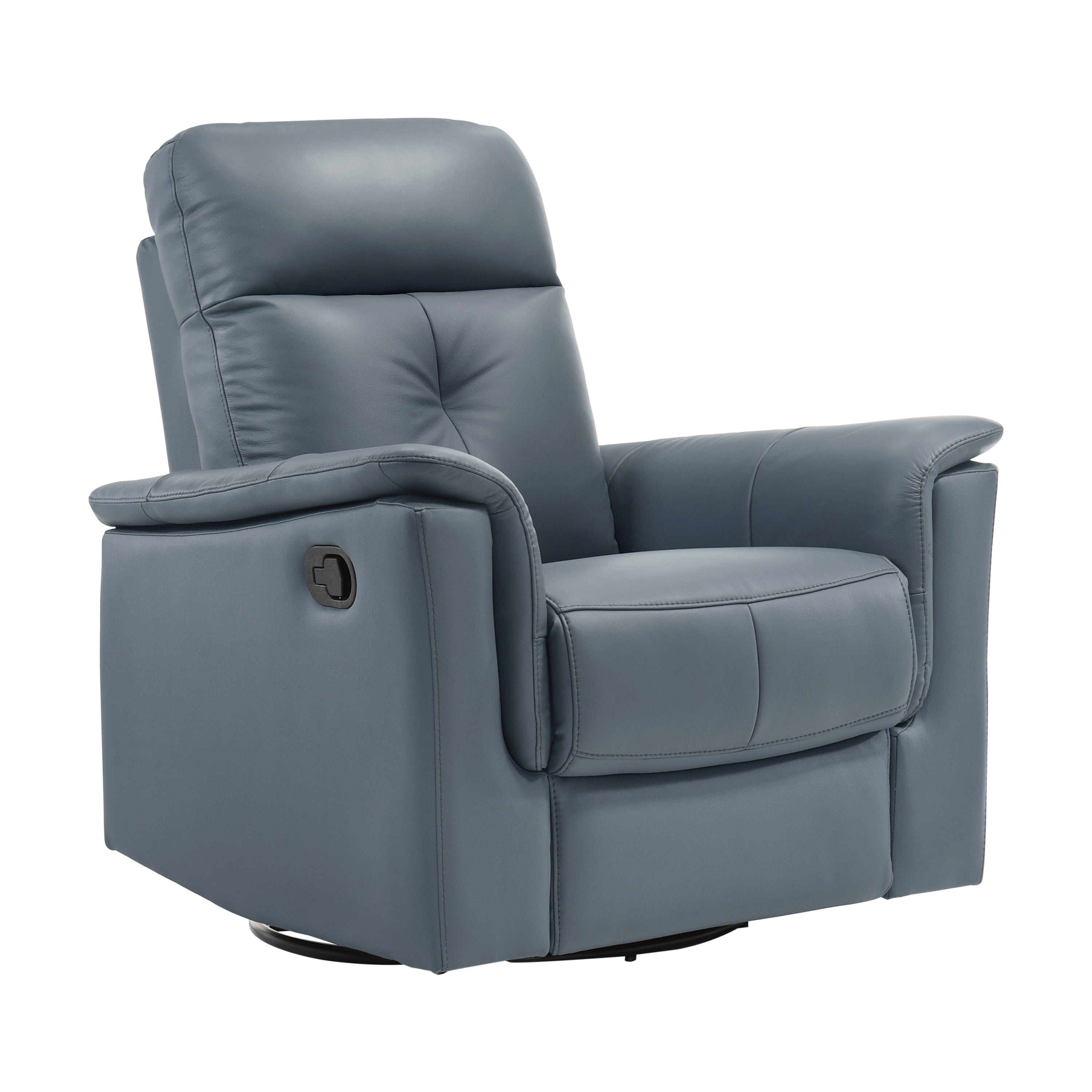 Blue Gray Leather Reclining Swivel Glider Chair