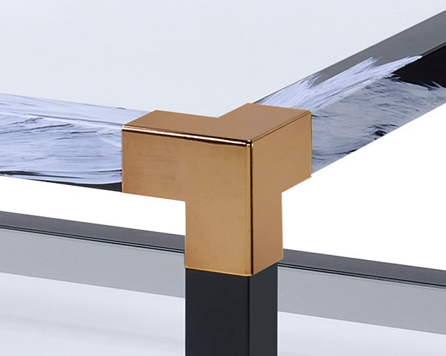 Clear Glass Coffee Table with White Brushed Finish