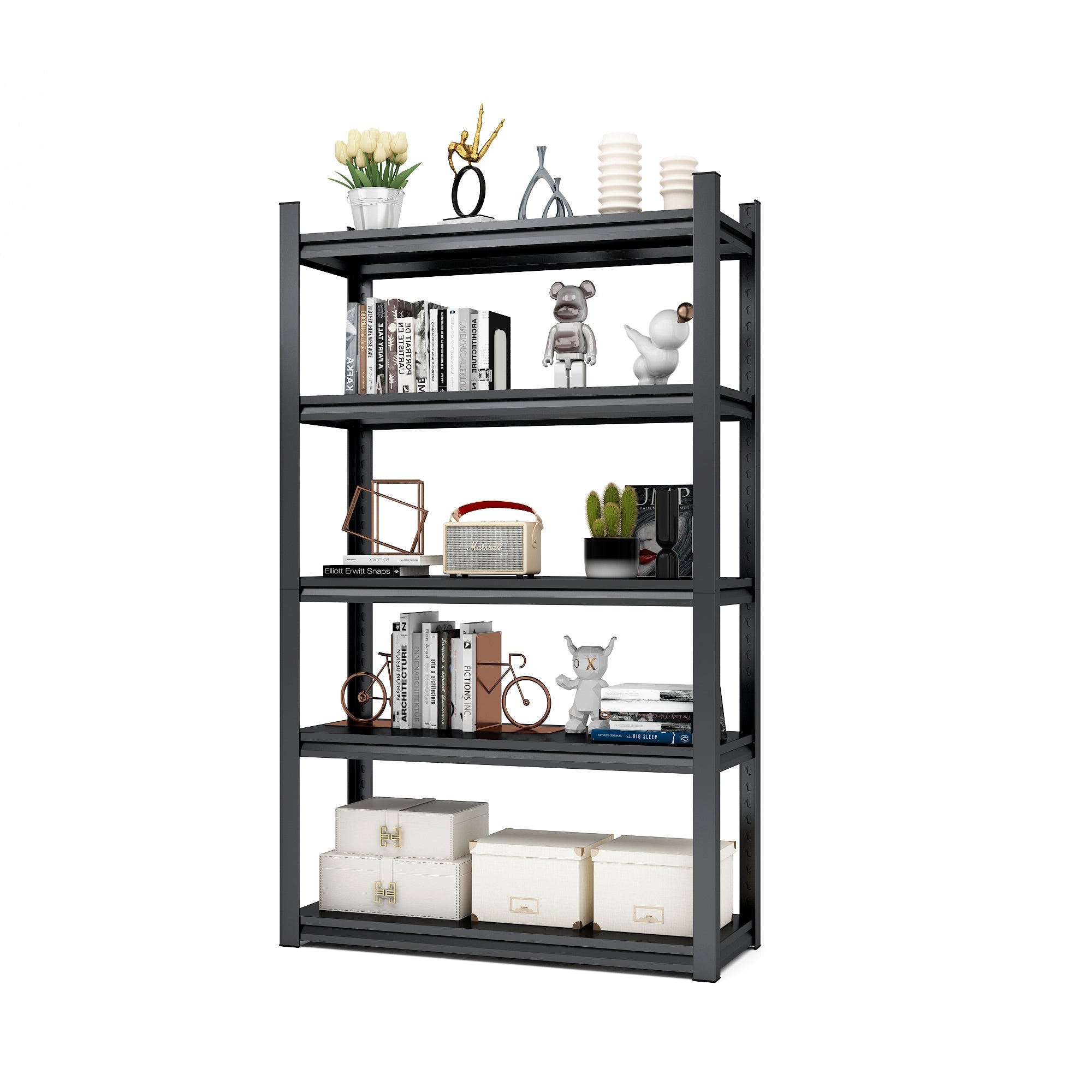 72" 5-Tier Heavy-Duty Metal Garage Shelving Adjustable Storage Rack