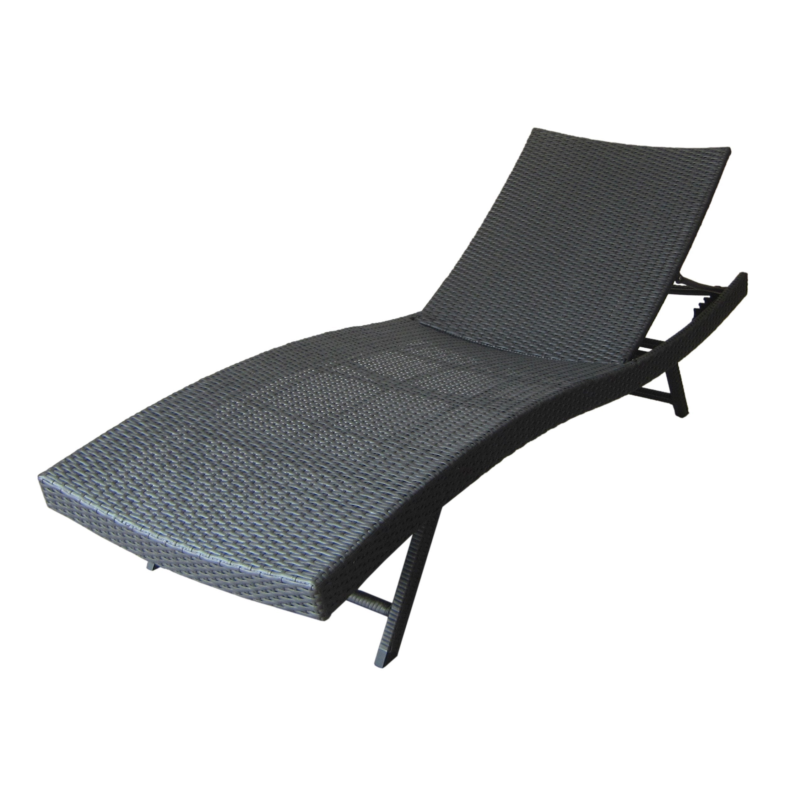 Set of 2 Grey Wicker Chaise Lounge Reclining Seats
