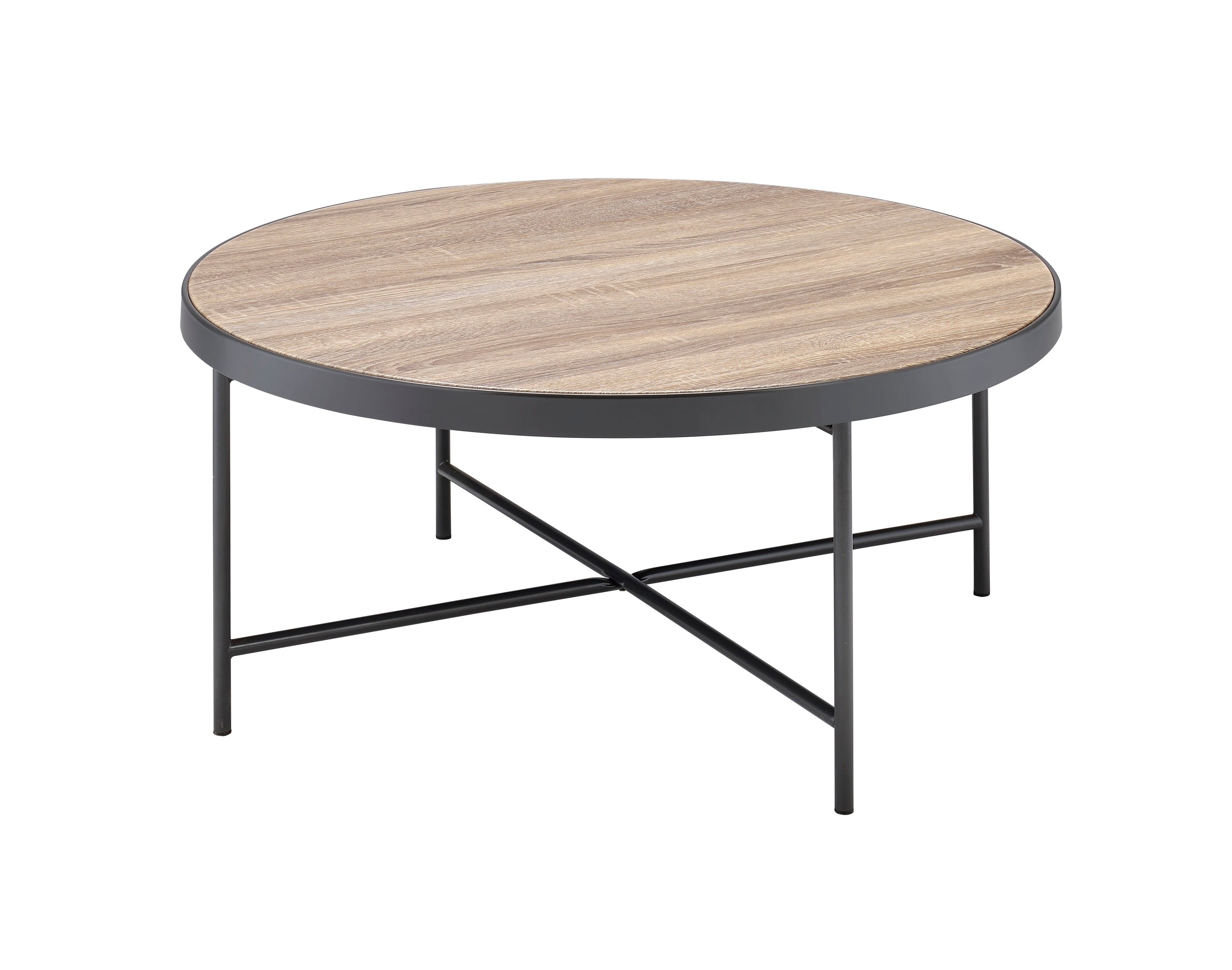 Weathered Gray Oak and Metal Coffee Table