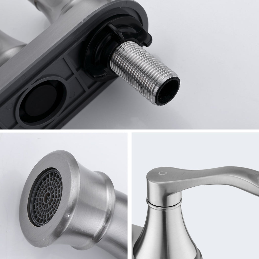 4" Centerset Bathroom Faucet 360 Swivel Spout Brushed Nickel