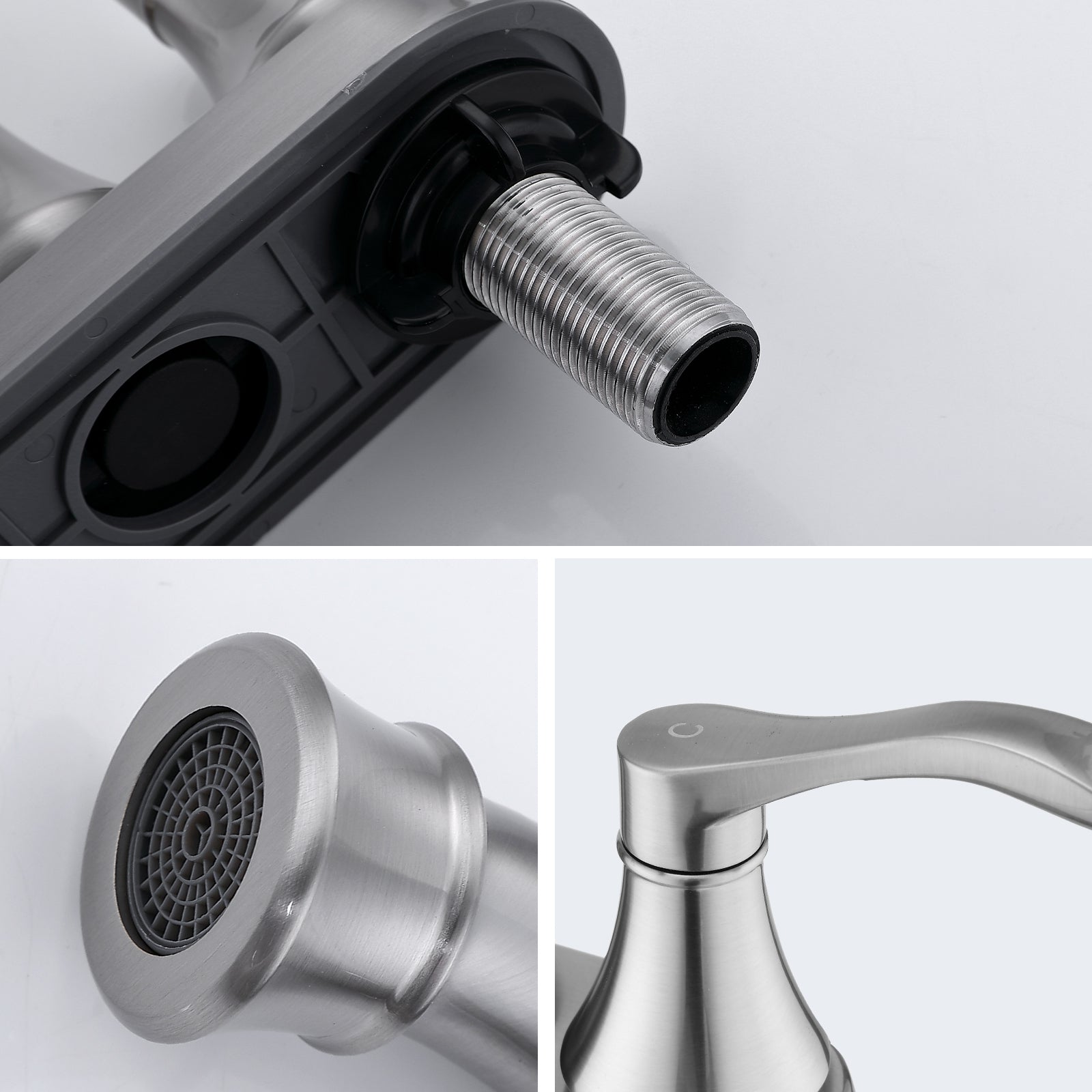 4" Centerset Bathroom Faucet 360 Swivel Spout Brushed Nickel