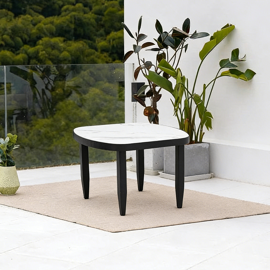 Modern Outdoor Arc Side Table 23.6" Marble Sintered Stone
