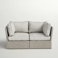 Outdoor Loveseat HDPE Wicker Gray Mix 66in Fully Assembled 600 LB