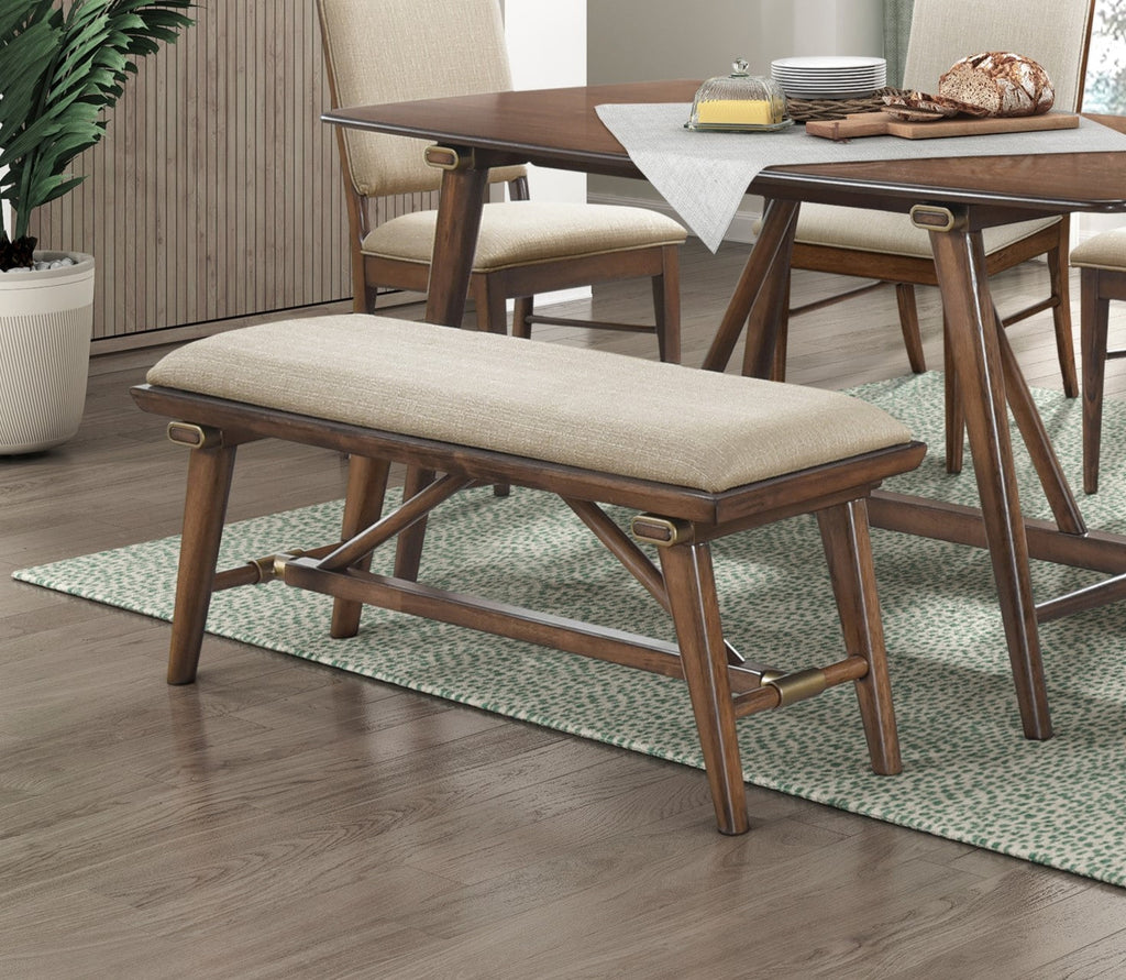 6pc Dining Set Table Bench 4 Side Chairs Brown Wood
