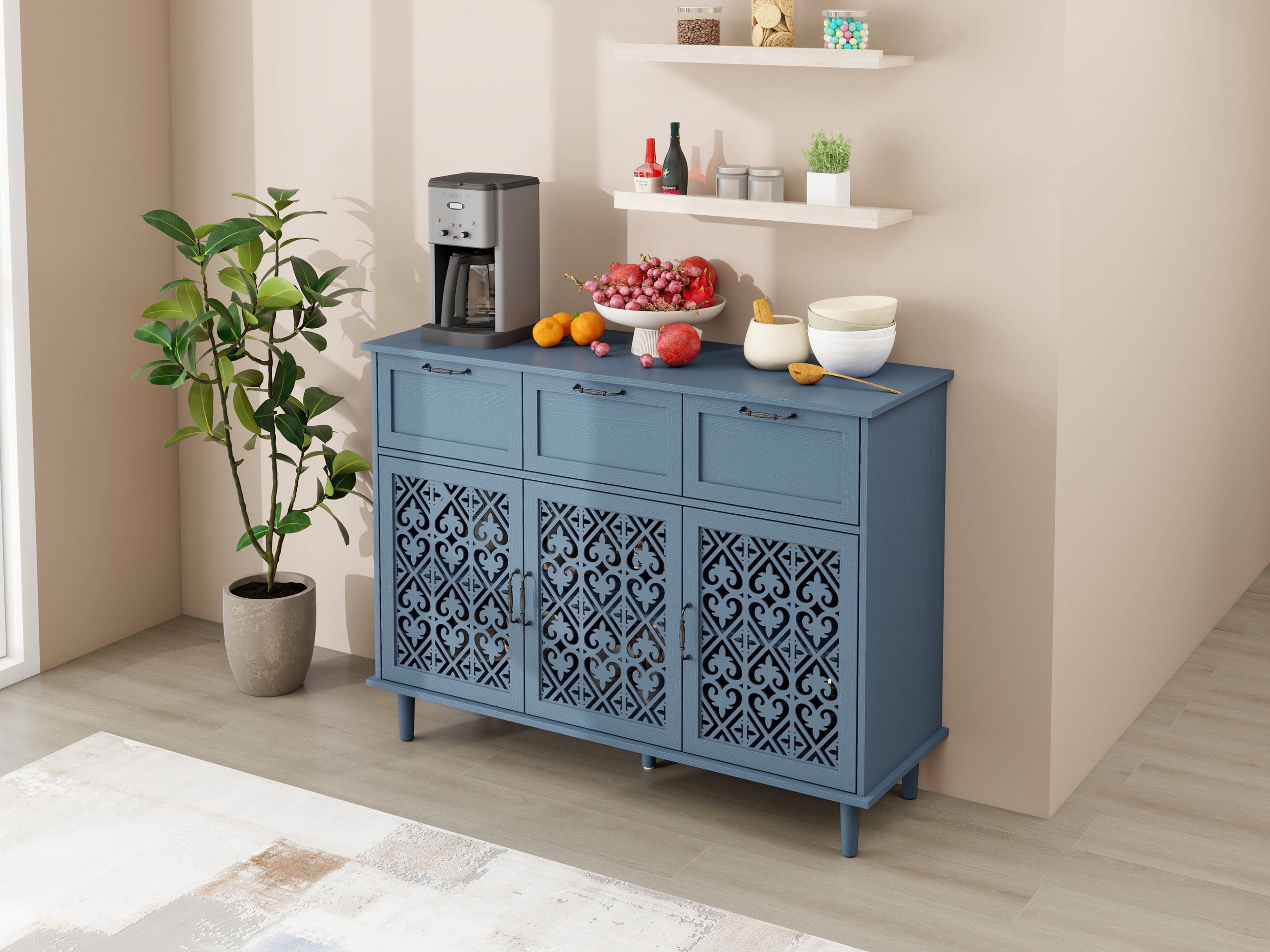 3 Door 3 Drawer Cabinet for Bedroom Living Room Study