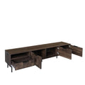 TV Stand Mid-Century Walnut MDF Soft-Close Doors Fits 85 In TV 78.7 In