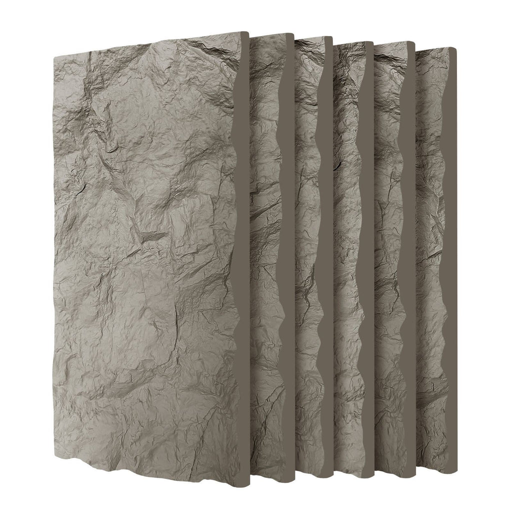 3D Faux Stone Wall Panels 6pc Wainscoting 47x24" Grey