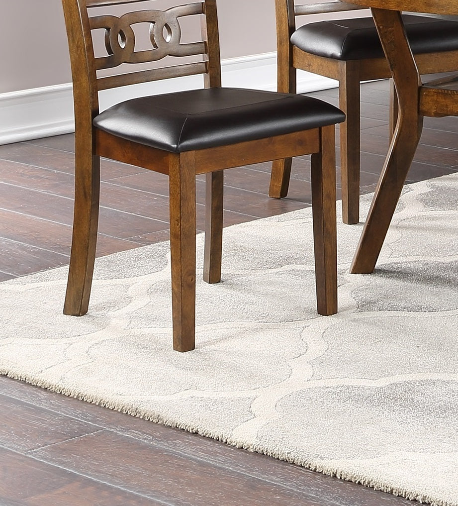 Contemporary 5pc Round Dining Set Walnut Rubberwood