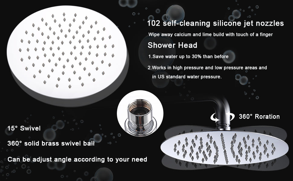 Chrome Wall Mounted Rainfall Shower System with Handheld Faucet