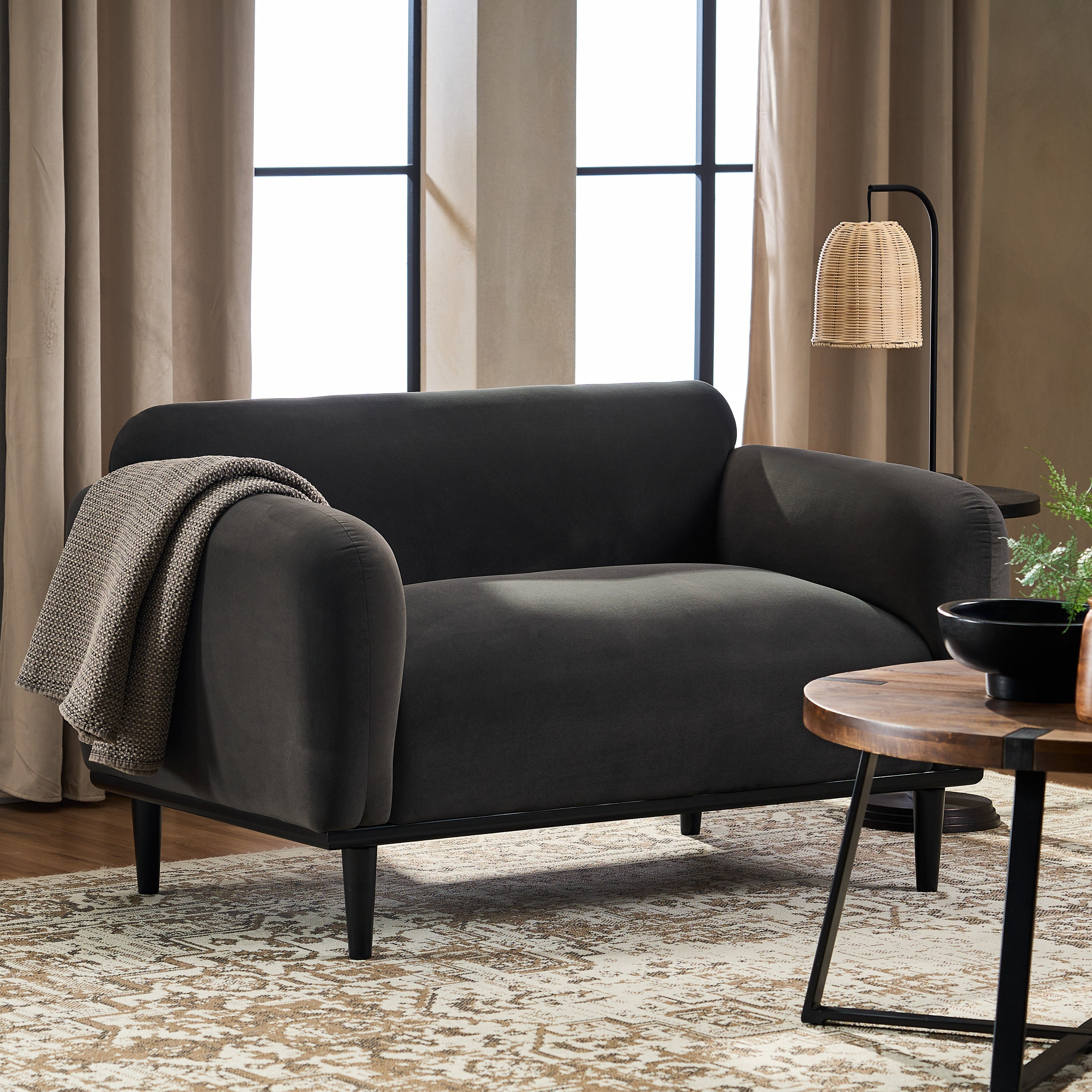 50" Dark Gray Upholstered 2-Seater Loveseat Sofa