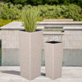 Outdoor PE Wicker Flower Pots 2-Piece Set Beige