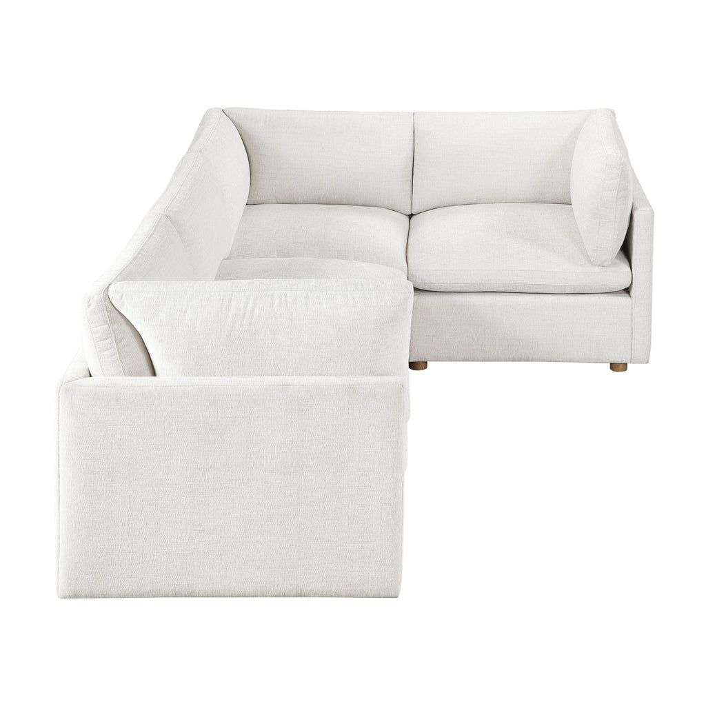 Modern 4-Piece Modular Sectional Beige Fabric Armless
