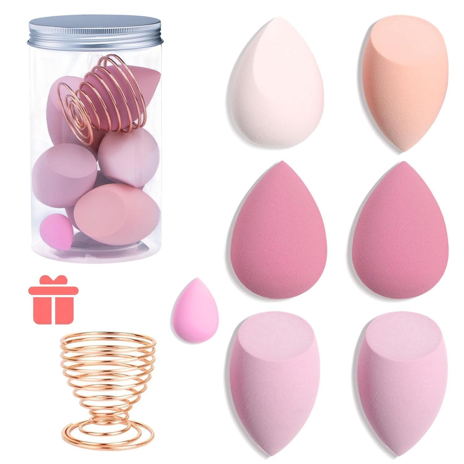Makeup Beauty Blender Sponge Set 4Pcs W/ Holder & Travel Case