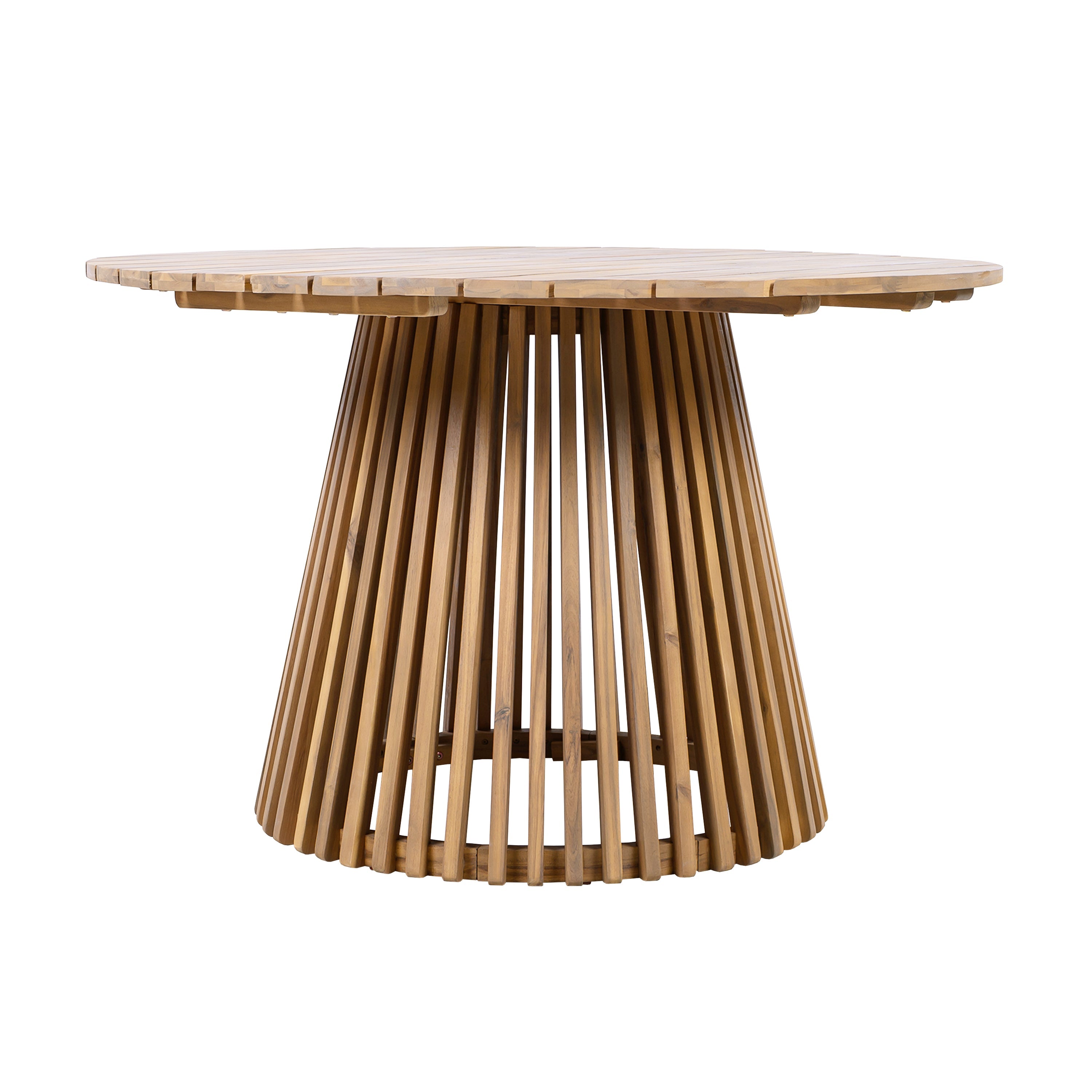 47.25" Round Acacia Wood Patio Dining Table Light Teak