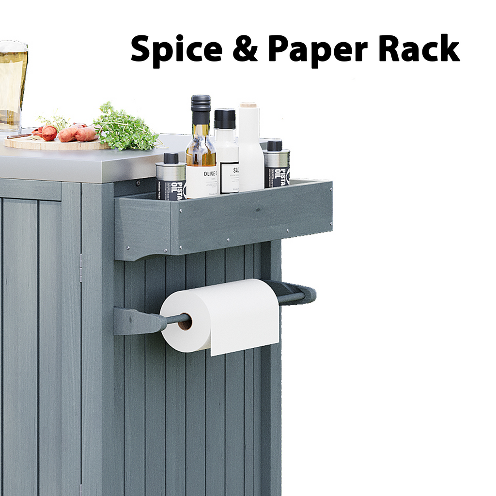 Outdoor Grill Island Cart 66.5" Stainless Steel Tabletop
