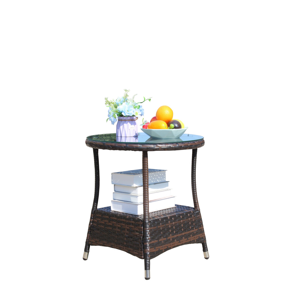 Round Tempered Glass Outdoor Coffee Table