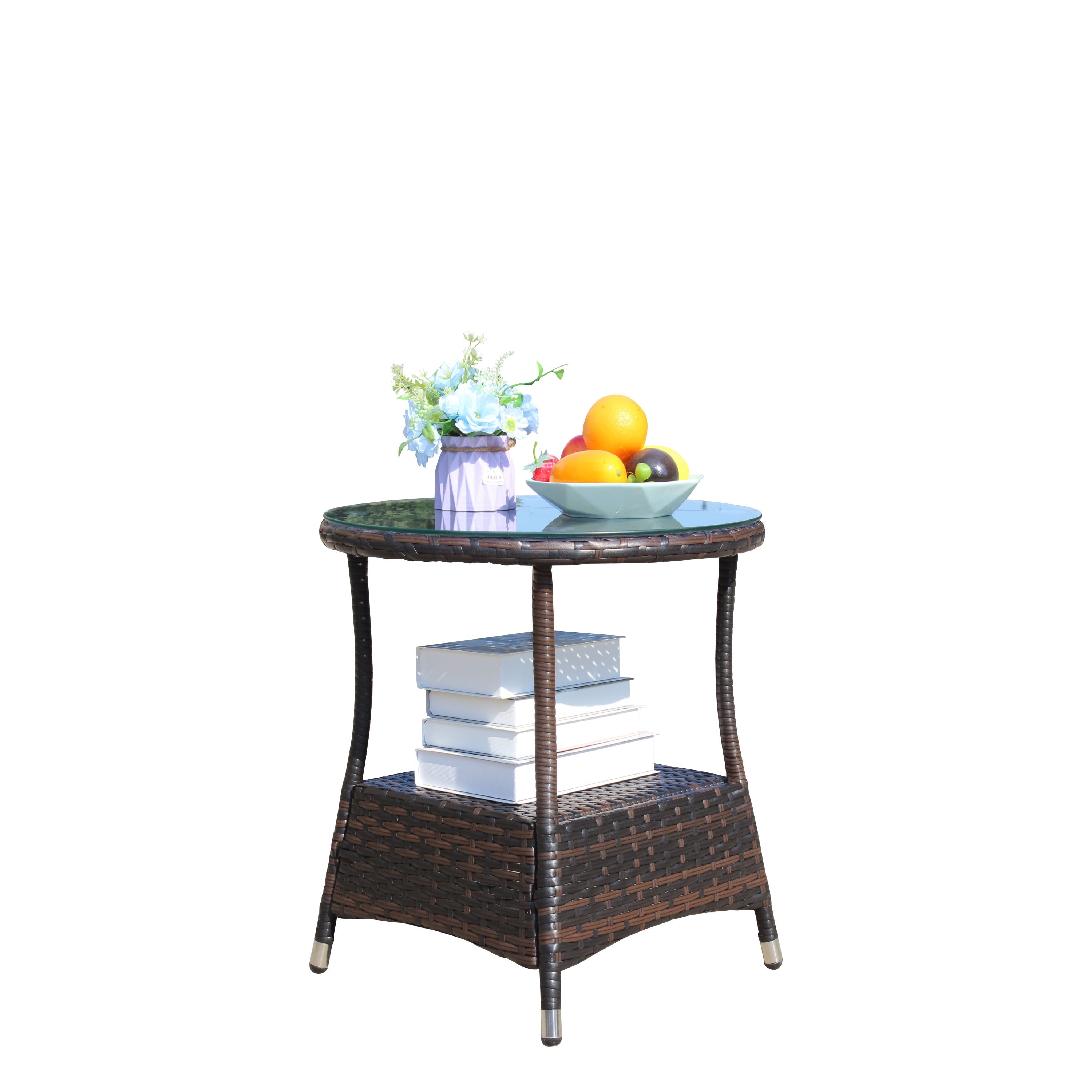 Round Tempered Glass Outdoor Coffee Table
