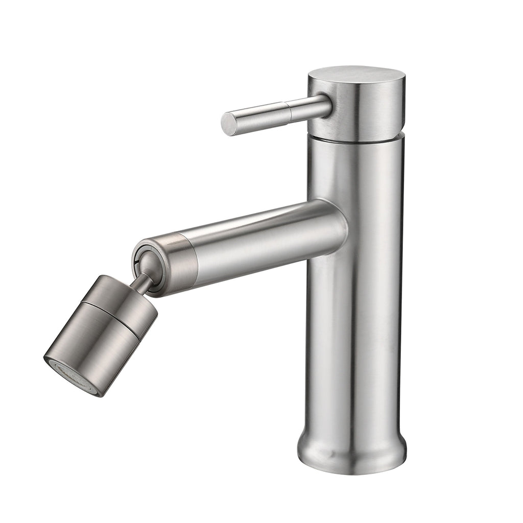Brushed Nickel Bathroom Faucet 360° Rotating Aerator 2 Mode