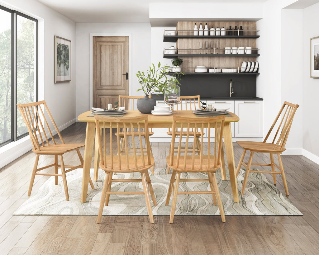 Natural Oak Finish Wooden Dining Table