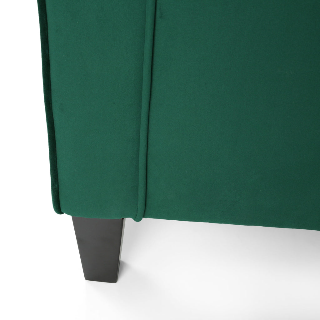 Club Chair Contemporary Velvet Green Birch Legs 31x34x34 In Tonal Piping