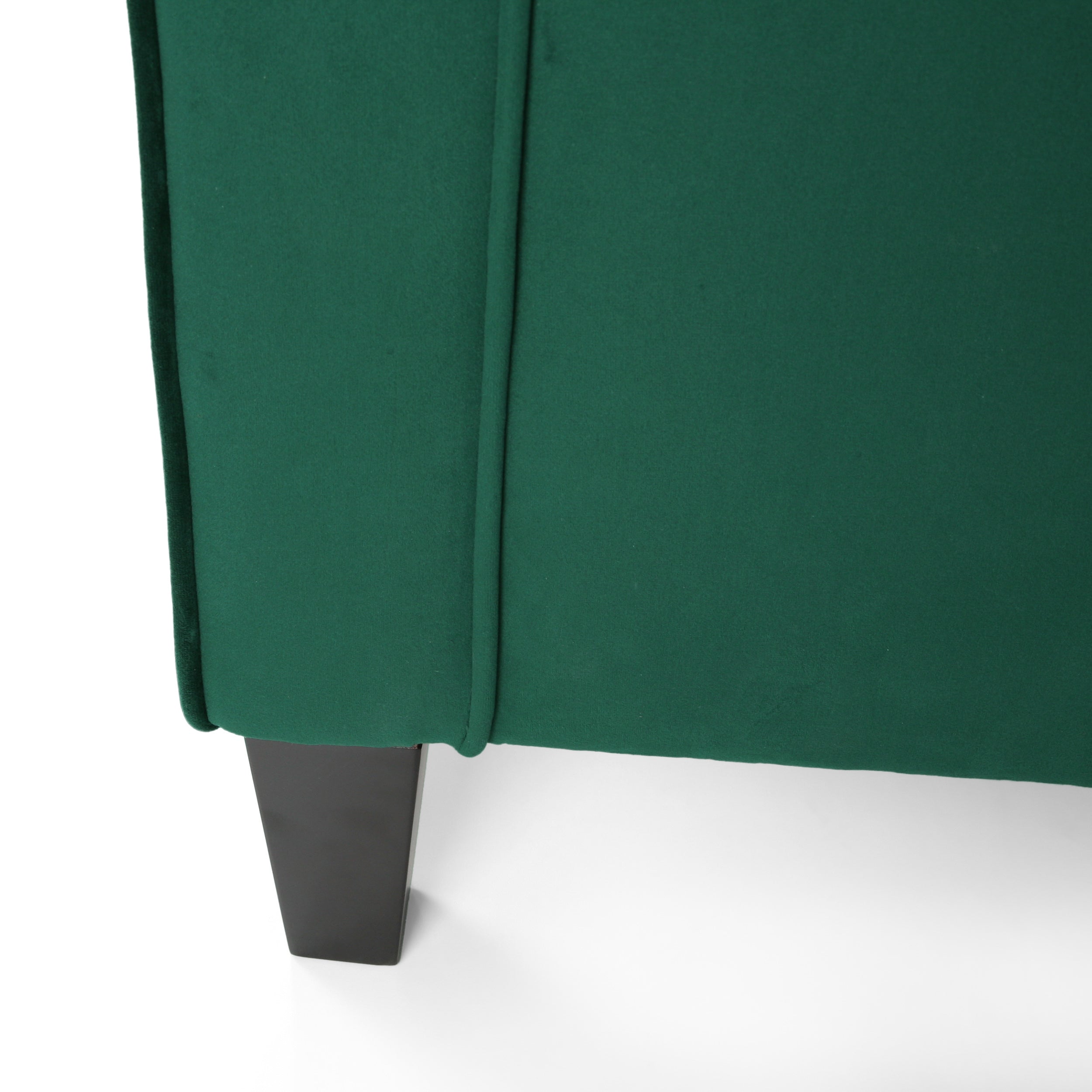 Club Chair Contemporary Velvet Green Birch Legs 31x34x34 In Tonal Piping