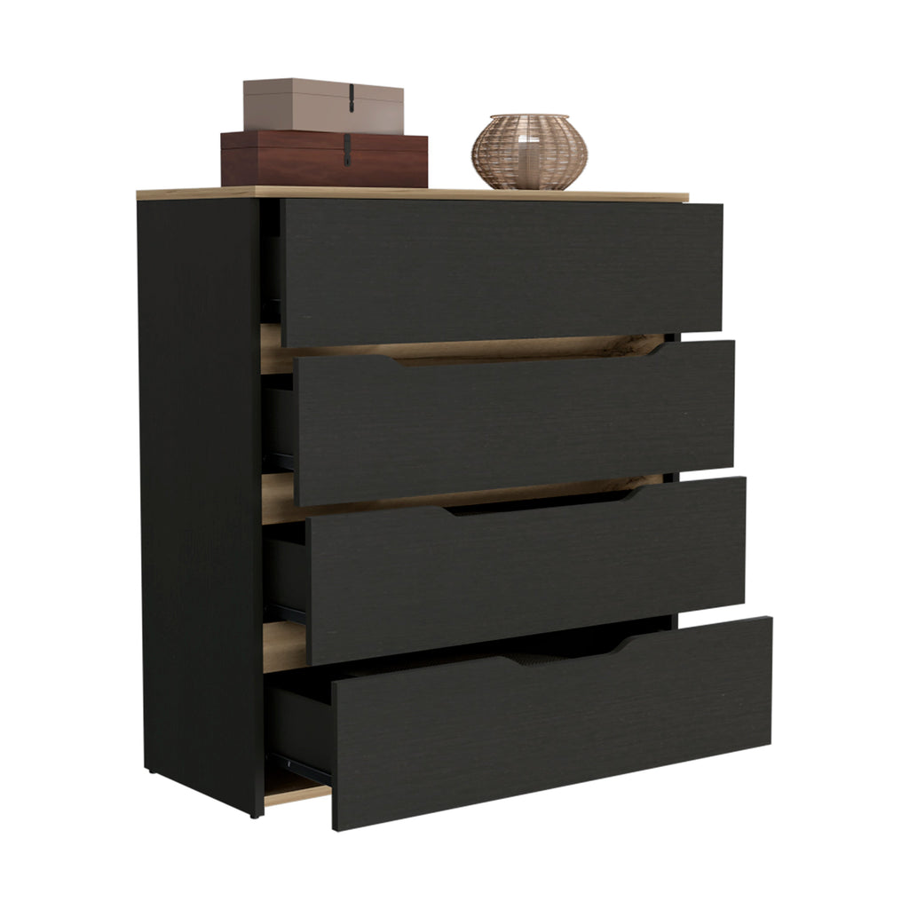 Zoe Four Drawer Dresser Black Light Oak