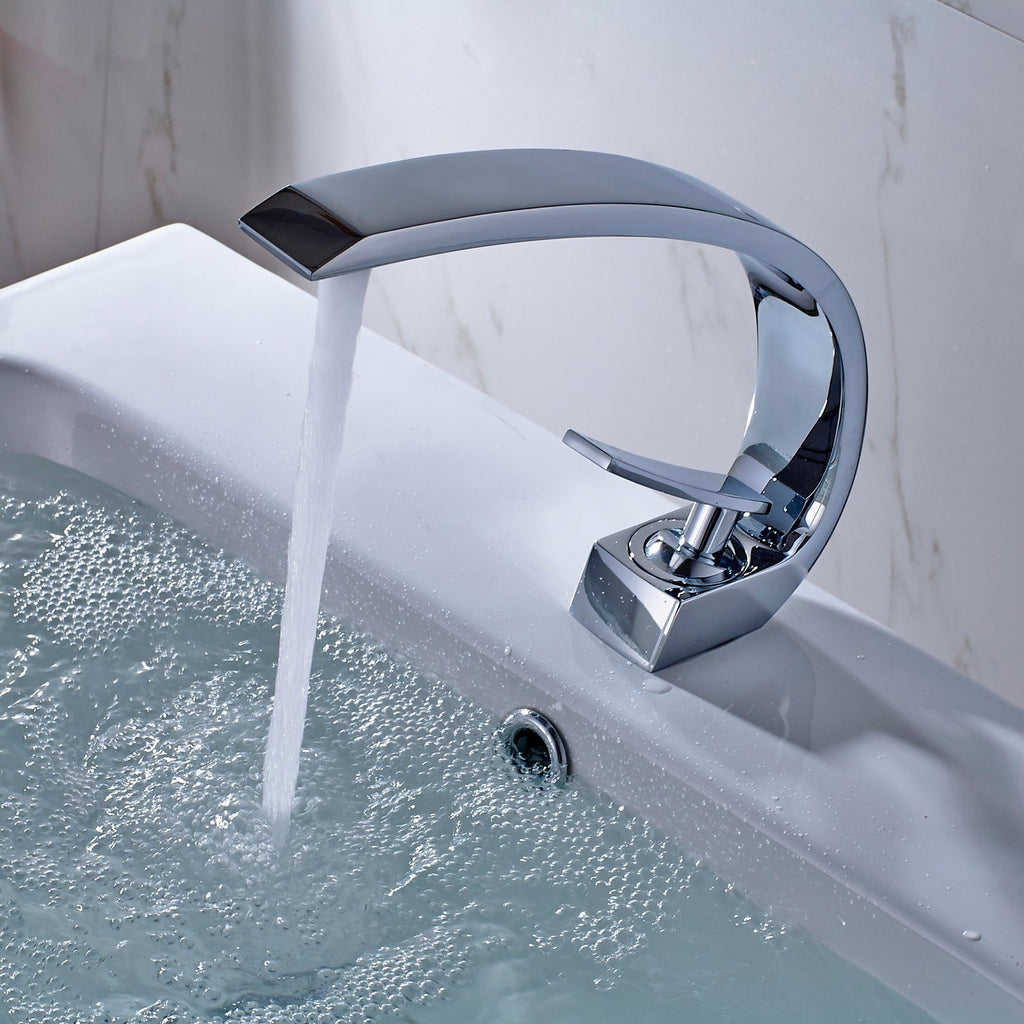 Chrome Single Handle Bathroom Sink Faucet Modern Vanity