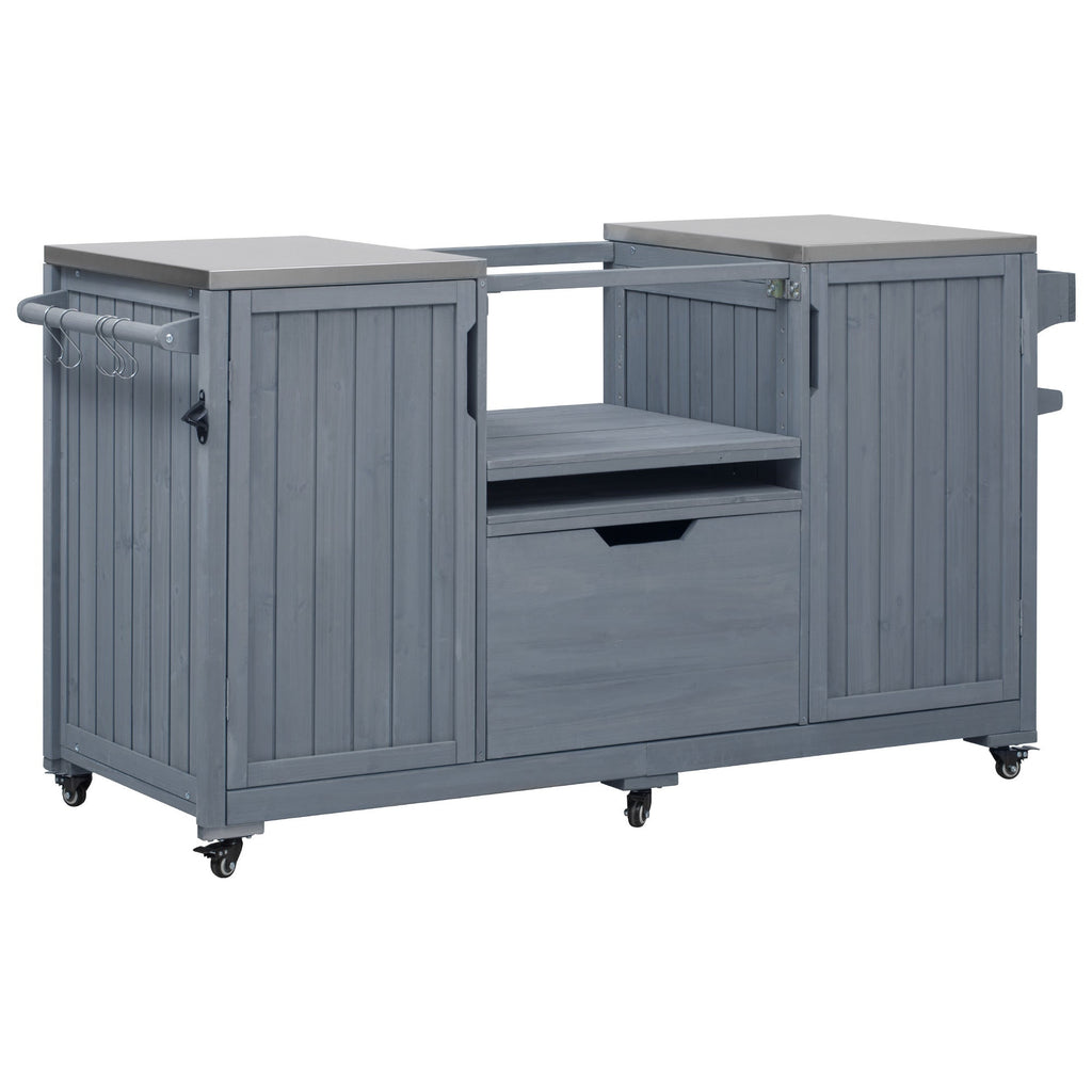 Outdoor Grill Island Cart 66.5" Stainless Steel Tabletop