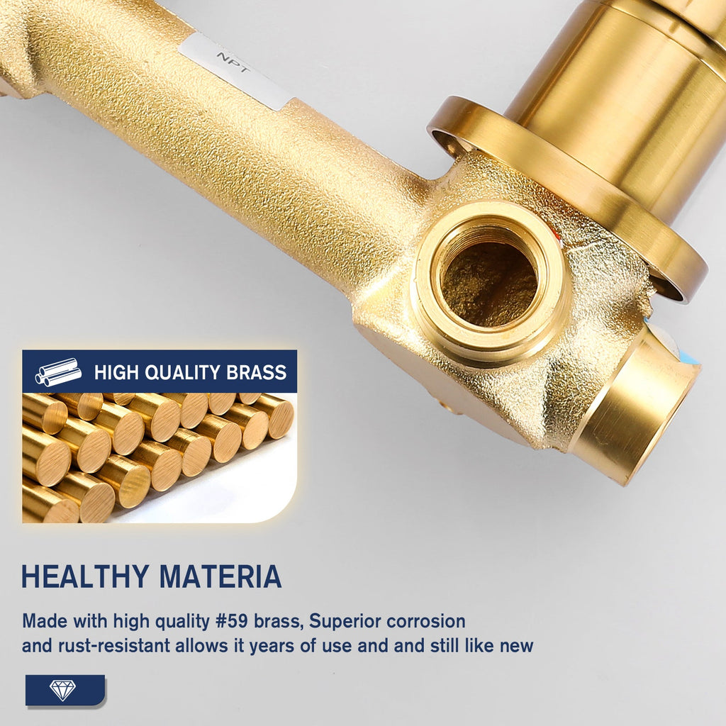Wall Mount Bathroom Faucet Single Handle Brass Rough-in