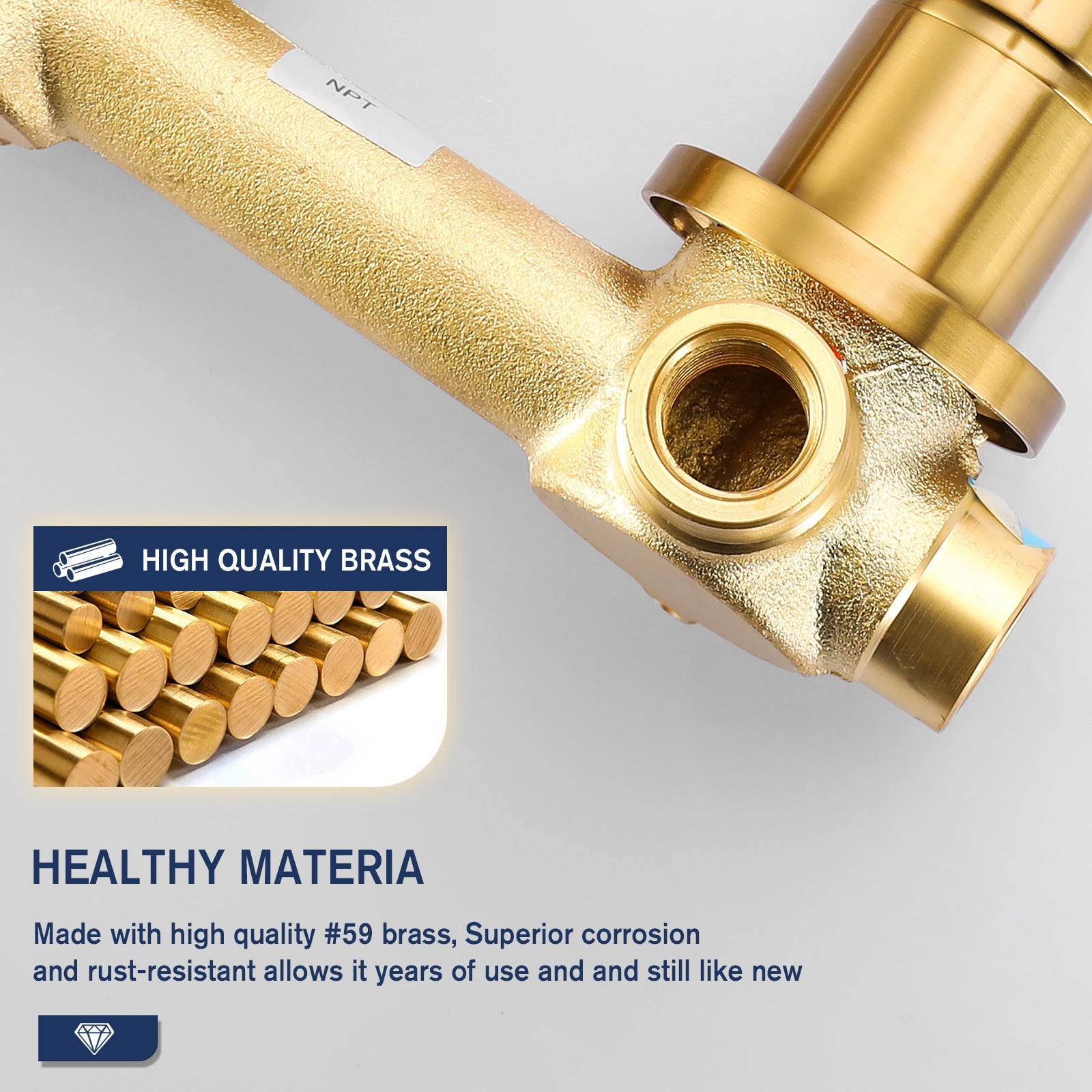 Wall Mount Bathroom Faucet Single Handle Brass Rough-in
