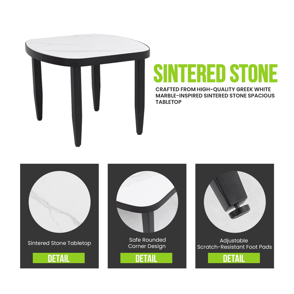 Modern Outdoor Arc Side Table 23.6" Marble Sintered Stone