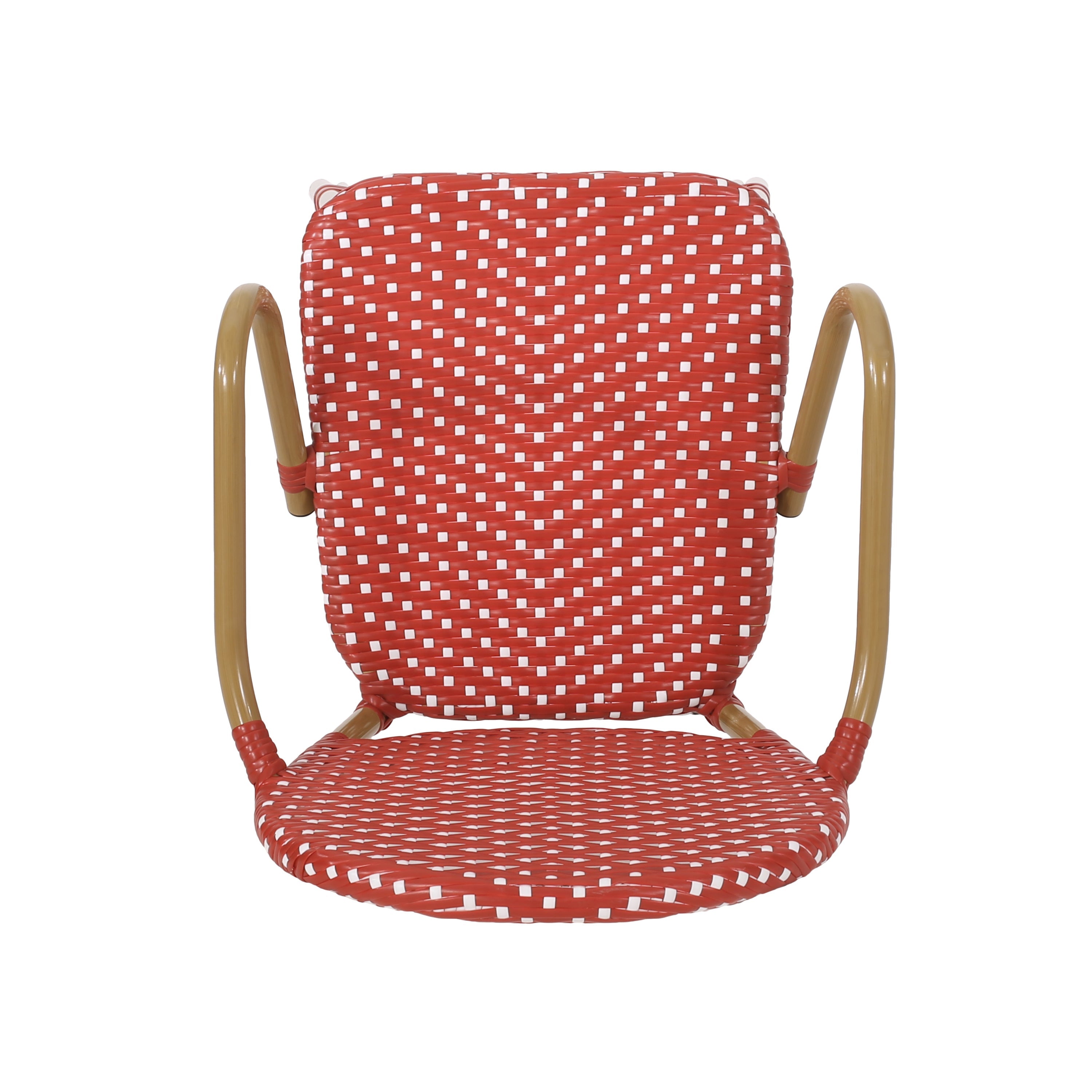 Outdoor Wicker Aluminum Barstool Set of 2, 29.5", Red